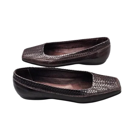 Sesto Meucci Women's Size 8 M EUC Oxblood Woven Leather Loafers Made in Italy